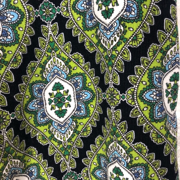 Vera Bradley Pajama Pants Small Cotton Corduroy Print green black white blue - Picture 8 of 11